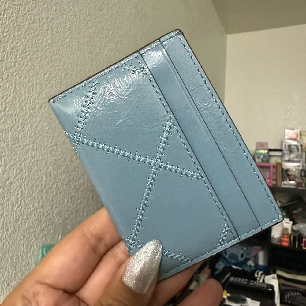 Tory Burch Light Blue Leather Card Holder - Picture 3 of 4